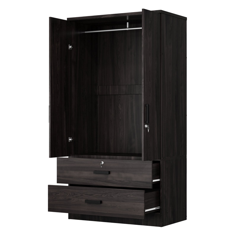 Armoire 2 portes avec 2 tiroirs Scottie, Tabac