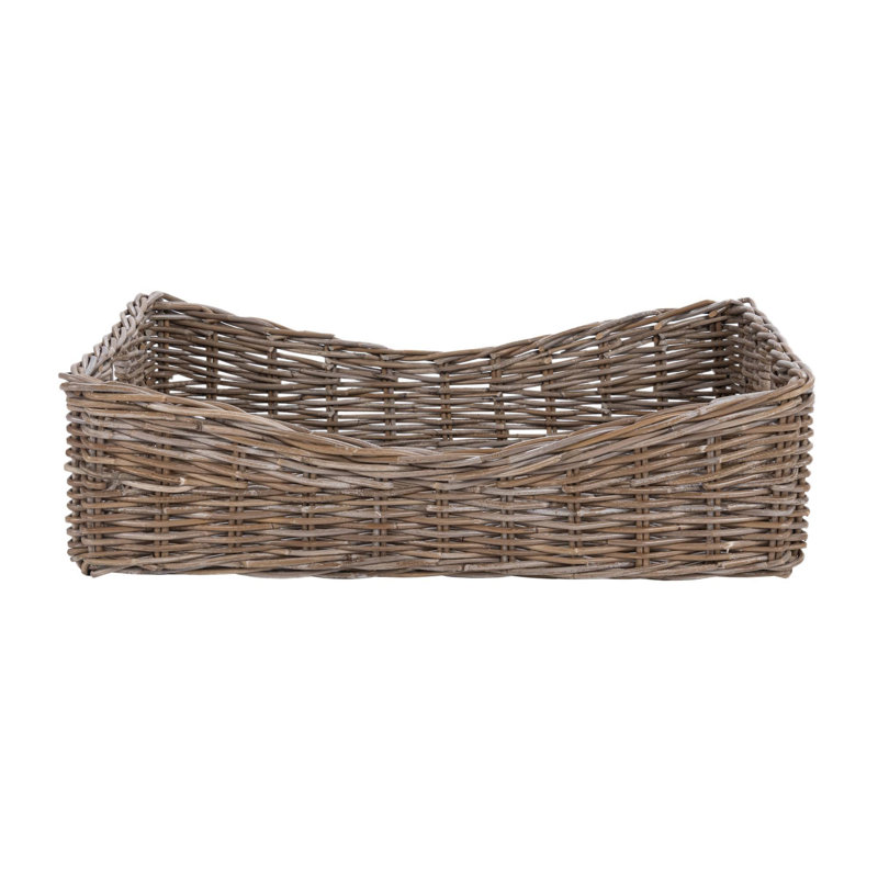 Panier court gris en rotin Kubu