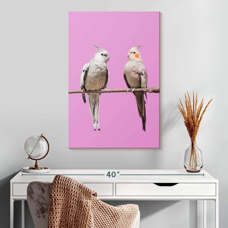 Jolie paire de cockatiel, H 30 po x l 20 po