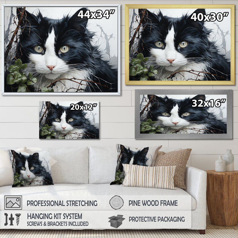 Chat mystérieux I - impression, H 24 po x l 32 po x P 1 po, Toile tendue