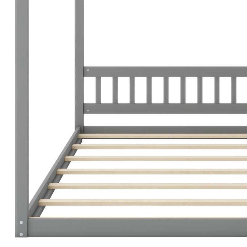 Lit en bois avec tête de lit, Gris