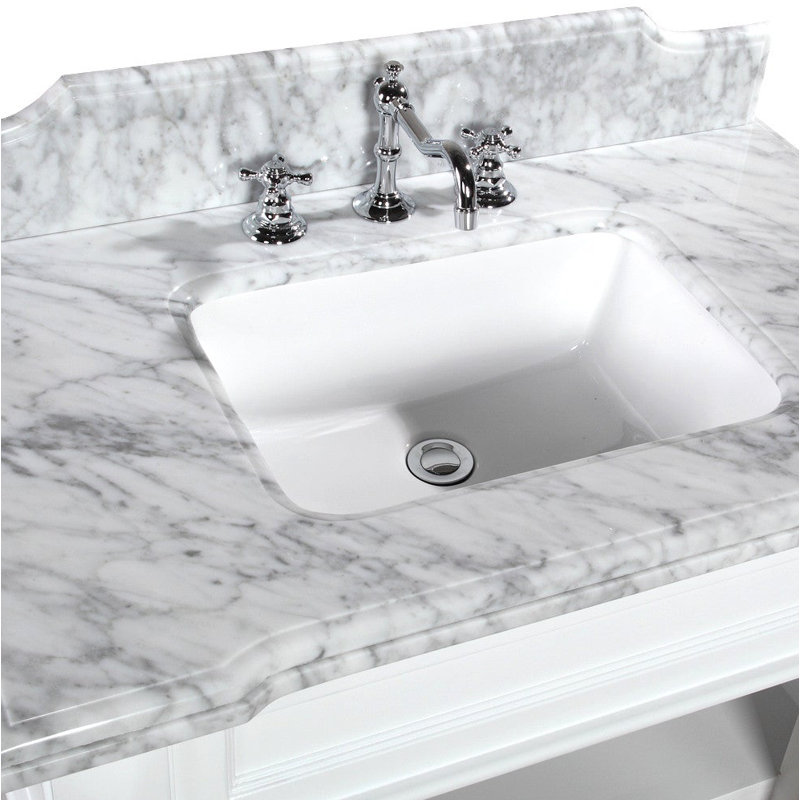 Ensemble de meuble-lavabo simple 36 po Aoibhin, Blanc, Marbre de Carrare