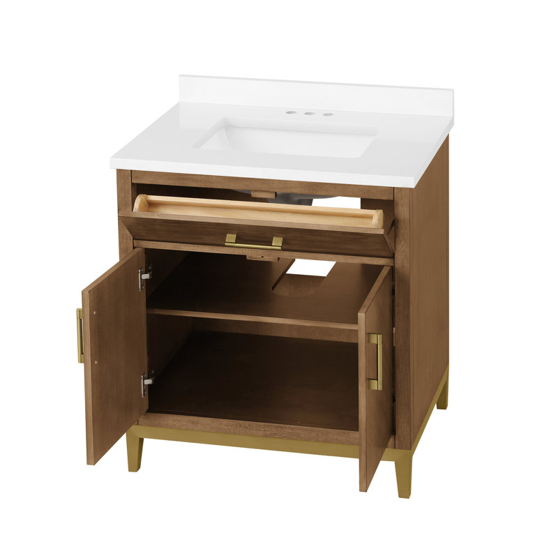 Fossen 30'' Single Bathroom Vanity with Top, Brown