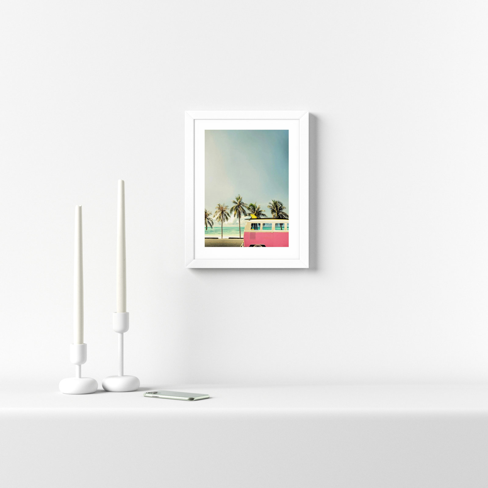 Raleigh "Surf Bus Pink" Photo Print, Matte White, 15.25" H x 12" W x 0.75" D