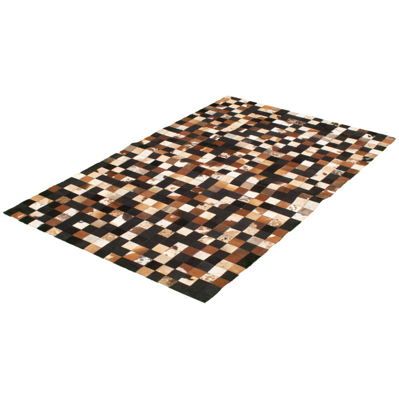 Tapis décoratif brun foncé en cuir fabriqué à la main Ariad
