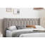 Structure de lit moderne grand avec toile de jute brun clair et motif à losanges unique, aucun sommier requis, support robuste-1817332010