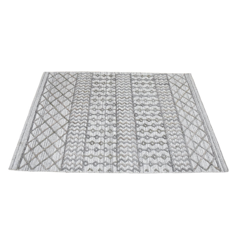 Hand Woven Overtufted Kilim Contemporary Polypropylene Light Gray Rectangle Indoor Area Rugs, Rectangle 8'x10'