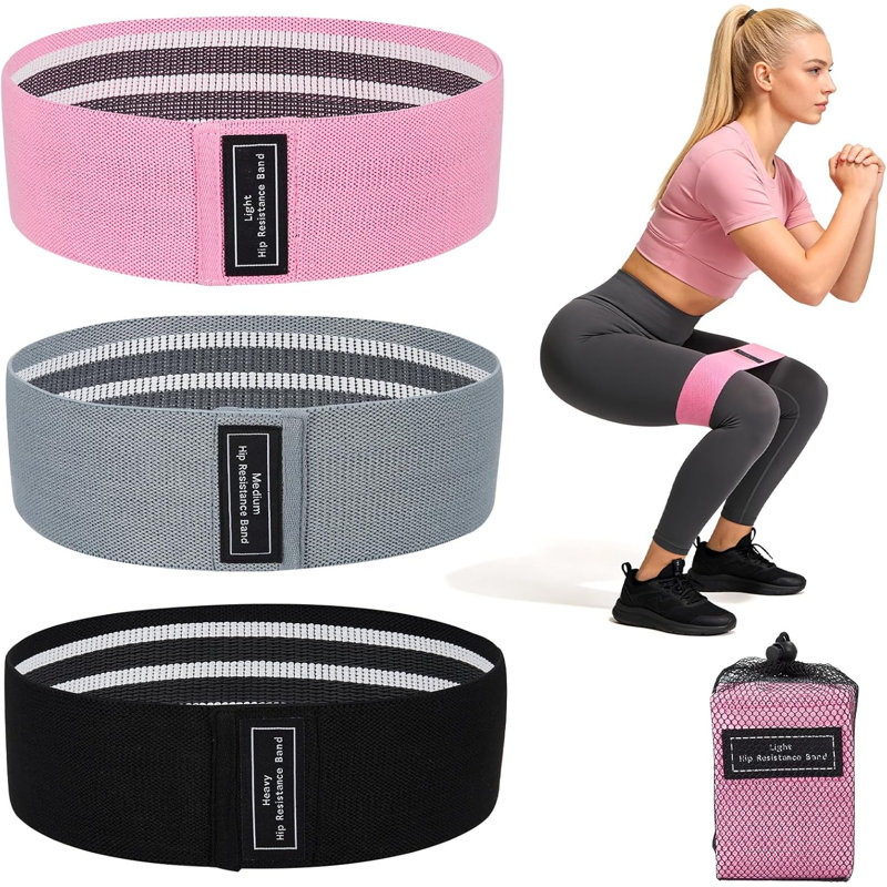 Durable & Comfortable Fabric Resistance Bands – 6-Pack Exercise Loops for Home Gym, Yoga, Pilates – Heavy/Medium/Light Strength Levels – For Women & Men – Ideal for Glutes, Legs, Full Body