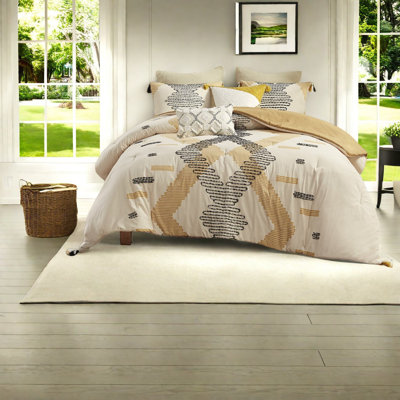 Modern Cotton Bedding Sets, 3-piece Comforter Set With Tassel Details For Bedroom
