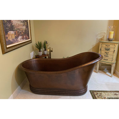 67" Hammered Copper Single Slipper Bathtub