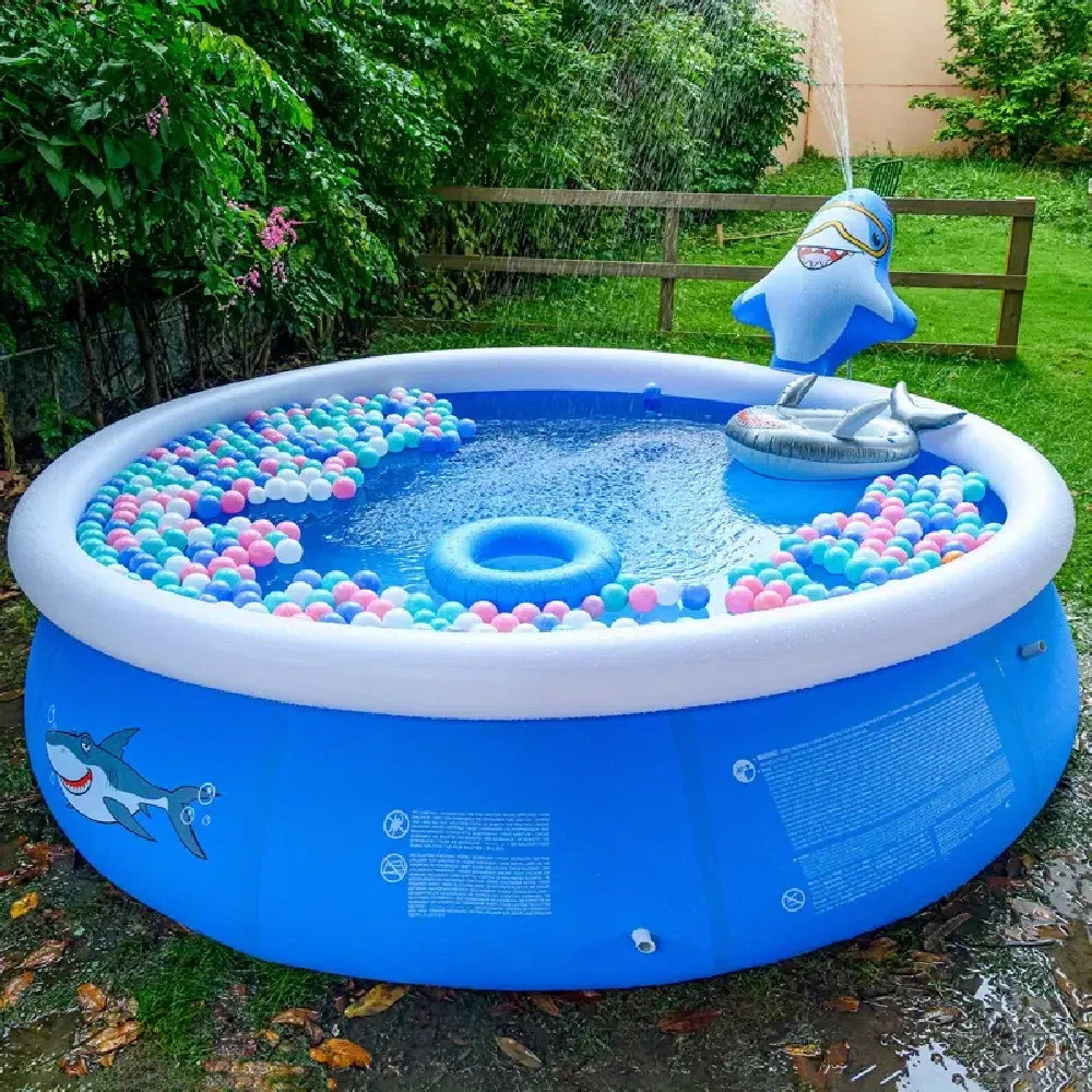c\u0026g home Inflatable Above Ground Shark Squirt Pool, 95In X 30In Swimming  Pool Party Game For Family, Sturdy Pool For Backyard, Easy Setup, Blue | ..., image size:1000x1000