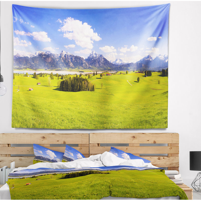 Paysage, paysage de bavière, vert, tapisserie, paysage, H 50 po x l 60 po