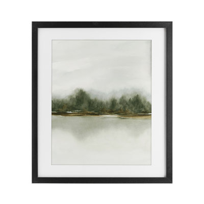 Reproduction encadrée sous verre abstrait vert, conception par 1x