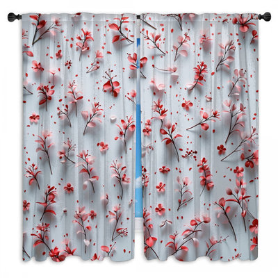 Rideaux de fenêtre à motif floral rose et obscurcissant - 2 panneaux