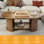 Table basse ovale cannelée, table basse en bois de ferme de 47 po, table basse Mid-Century à 2 niveaux avec tablette de rangement, table d'appoint centrale avec base double, tables de salon Boho pour bureau de salon, noyer, table basse
