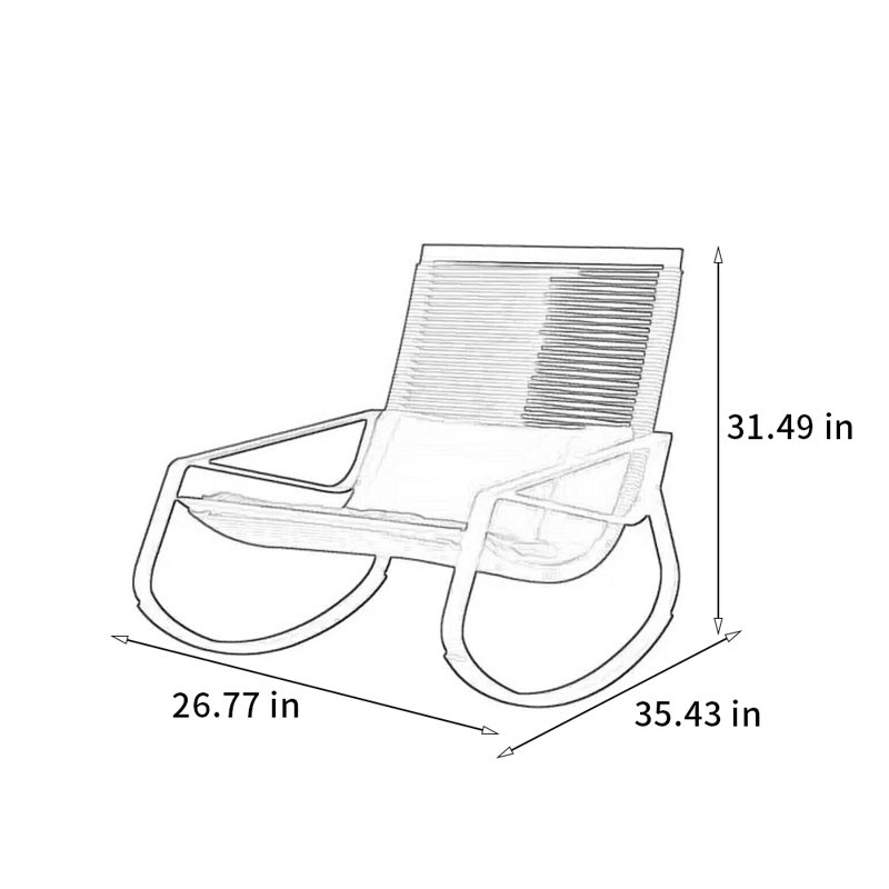 Chaise berçante tissée confortable et élégante, Marron clair, Blanc