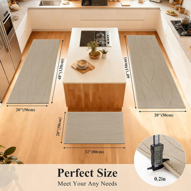 Tapis de cuisine antidérapants, tapis de cuisine absorbant lavable à la machine (ensemble de 3)
