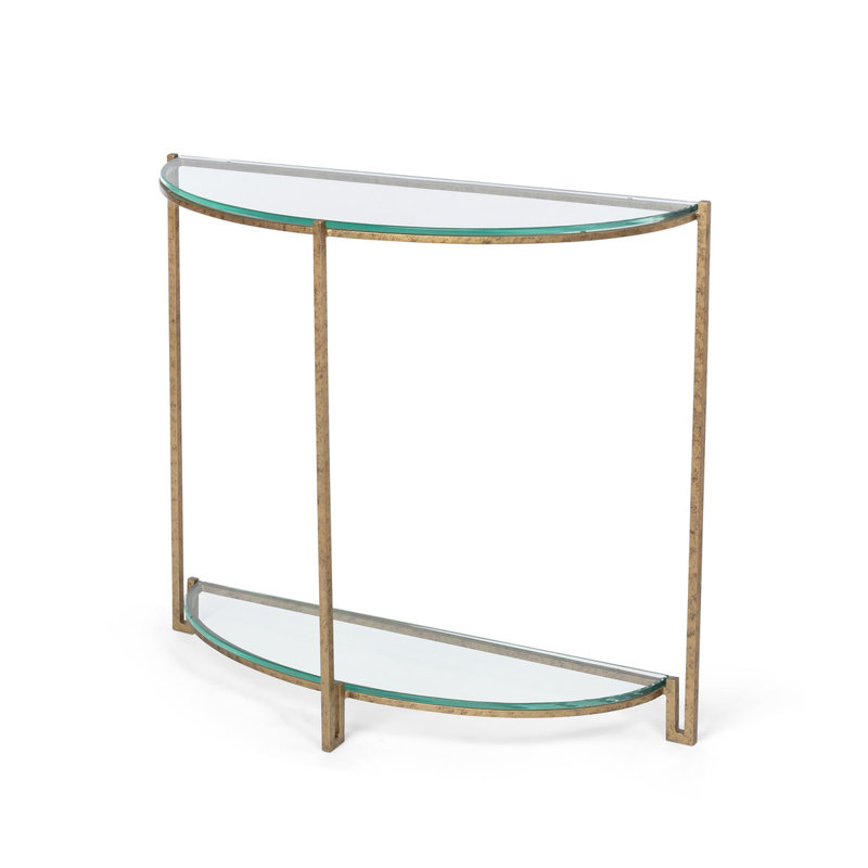 Country French 40.5'' W Glass Console Table