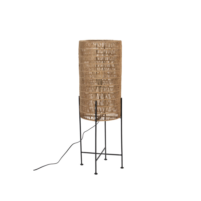 37'' Black Column Floor Lamp, Brown
