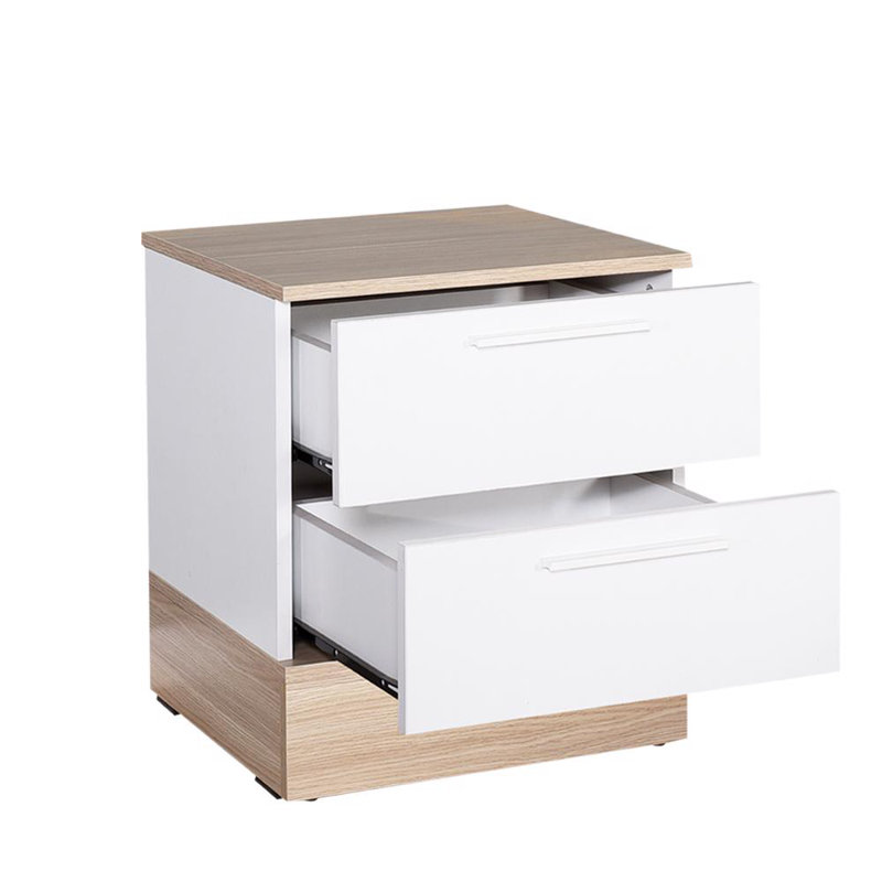 Teen White & Oak 2 Drawer Bedside Table Nightstand