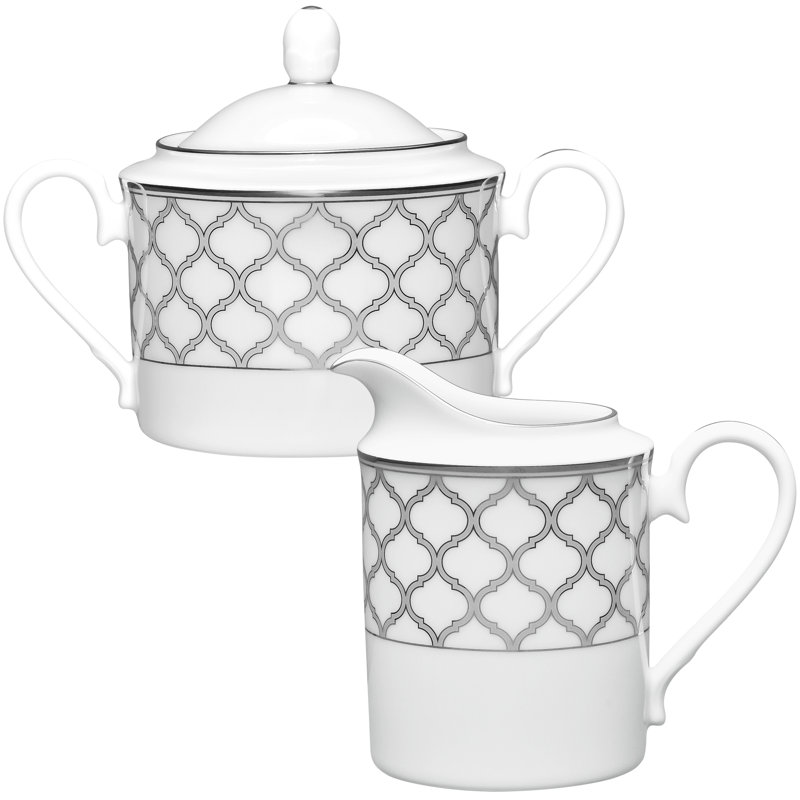 Ensemble sucrier et crémier Noritake Eernal Palace, Platine