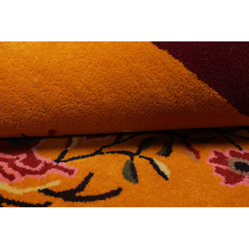 Tapis multicolore touffeté à la main à motif floral art oriental chinois, Rectangulaire 8 pi x 10 pi