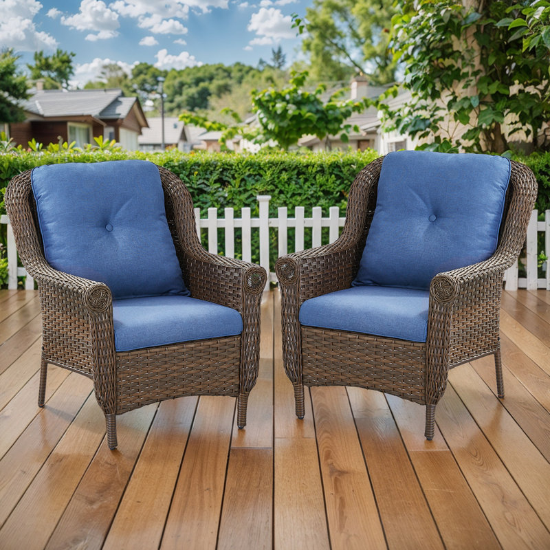 Ensemble de 2 chaises d'extérieur avec coussins Mindee, Bleu