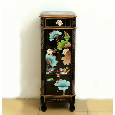 New Chinese Style Birch Hand-Painted Jewelry Cabinet