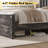 Farmhouse Wood Platform King Bed Frame with 54" Tall Geometric Headboard & Footboard, Dark Oak-1552661368-1565640970