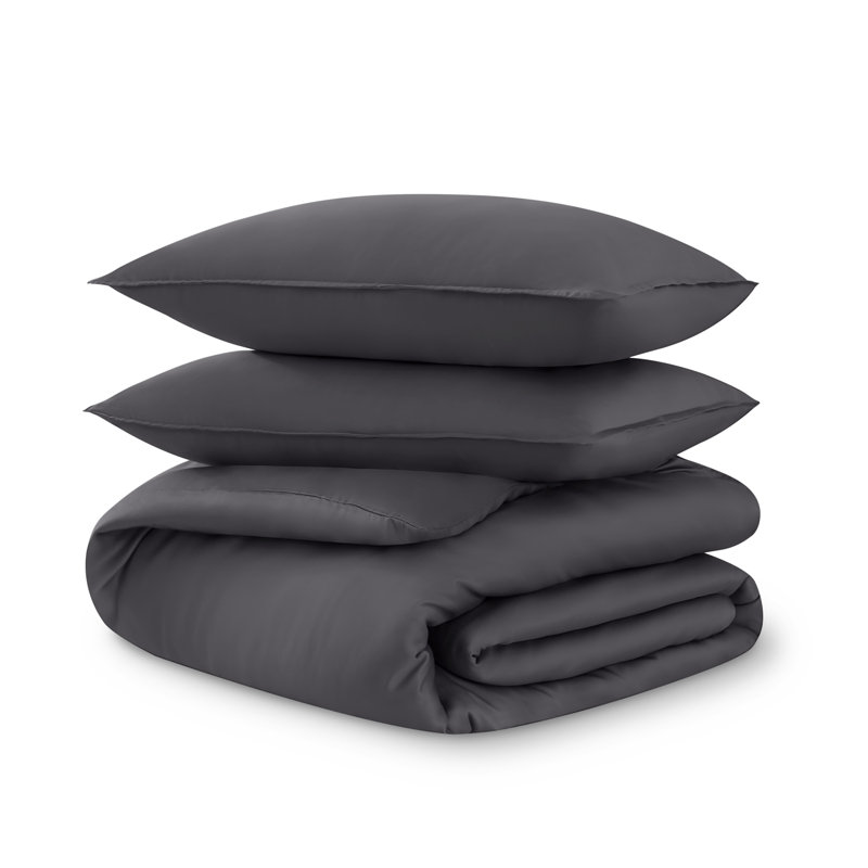 Ensemble de housse de couette TENCEL, Housse de couette double et 2 taies décoratives, Gris fer forgé
