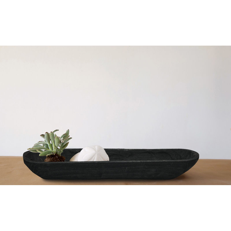 Bol décoratif en bois de paulownia, Noir, 3.1"H x 23"W x 6"D