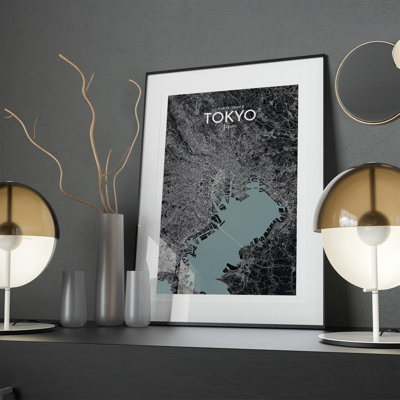 Tokyo City Map in Midnight 1 Piece Wall Art