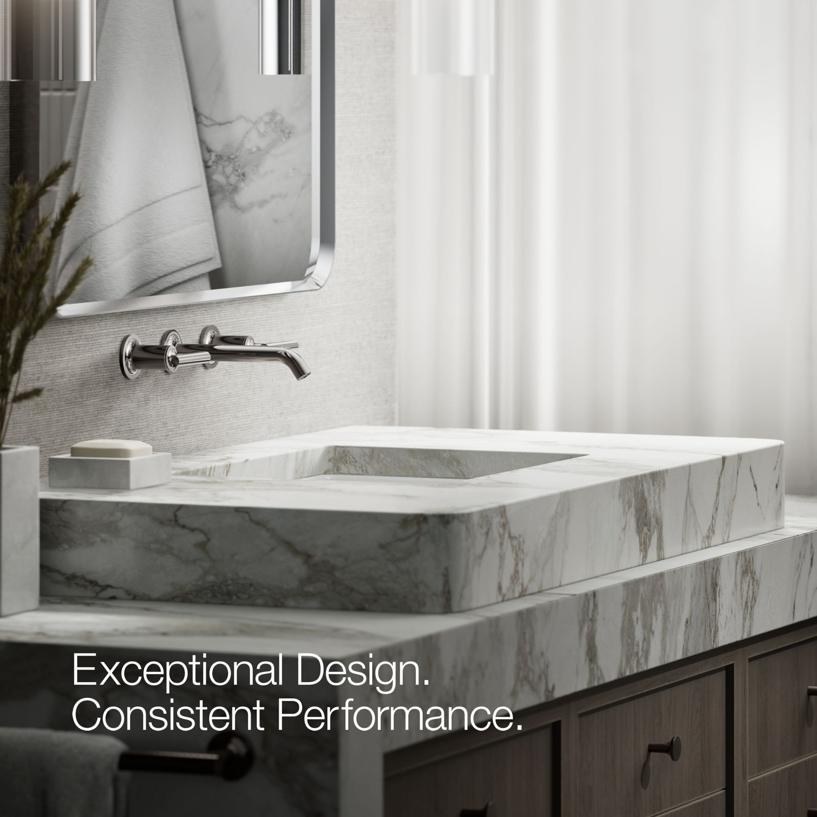 Purist Wall-Mounted Bathroom Faucet, Lever Handle, Vibrant Titanium