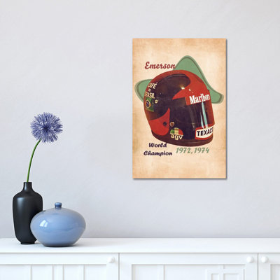 Emerson Fittipaldi's Helmet Retro 1 Piece Wrapped Canvas Painting