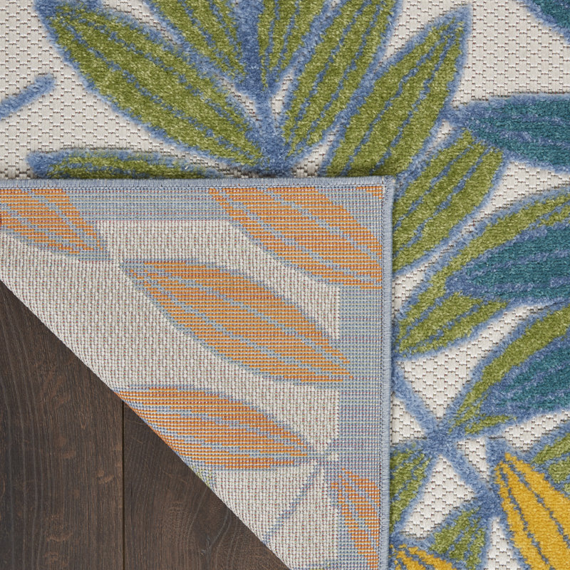 Leonhardt Floral Green/Blue/Yellow/Orange Indoor/Outdoor Area Rug, Runner 2'3" x 10'