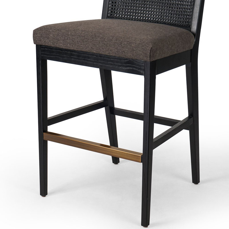 Antonia Cane Armless Counter & Bar Stool, Bar Stool (31" Seat Height), Natural/Black