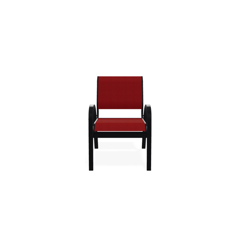 Chaise de patio empilable Hiraku, Rouge 1D Sunbrella®, Noir texturé