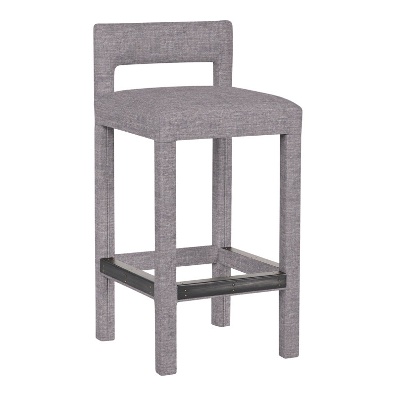 Utica By Thom Filicia Upholstered Stool with Solid Wood Frame, Nomad Slate Crypton® Chenille