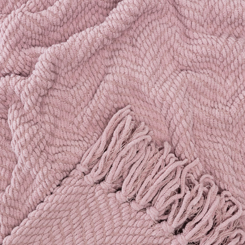 Jeté tricoté texturé , Mauve, l 65 po x L 50