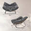 Chaise berçante Papasan, chaise berçante d'extérieur surdimensionnée en osier avec coussin, chaises berçantes rembourrées en rotin PE pour salon, jardin, patio, balcon, gris foncé-1156081145-1156081142