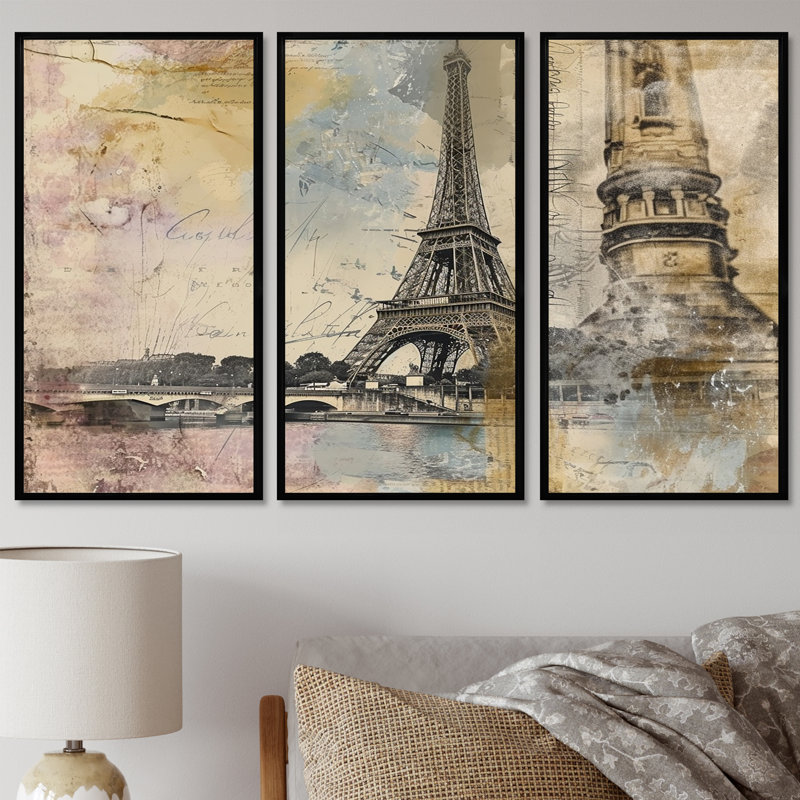 Ashburnham - City Paris, ensemble d'art mural, Cadre flottant noir, H 40 po x l 60 po x P 1 po