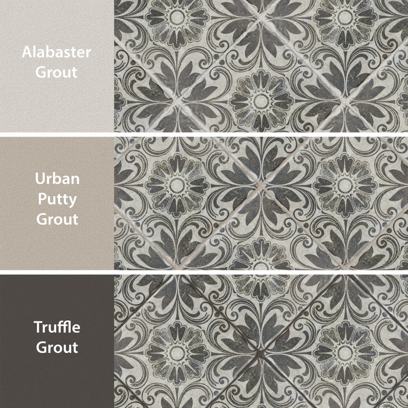 Costa 8" x 8" Ceramic Patterned Wall & Floor Tile, Matte Gray/Brown