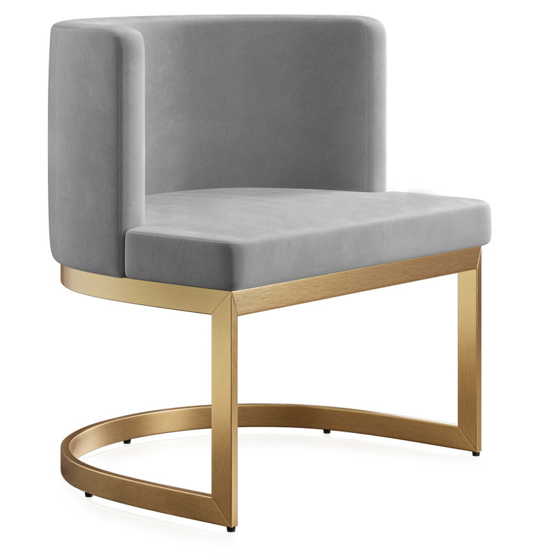 Chaise d'appoint 26,77 po, Or, Velours gris