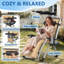 1 Pack Sun Lounger with Canopy for Garden Heavy Duty Zero Gravity Chair Padded Folding Deck Recliner 90-170° with Pillow, Cup Holder & Pocket Textilene Steel Frame 150kg Capacity-1849401897