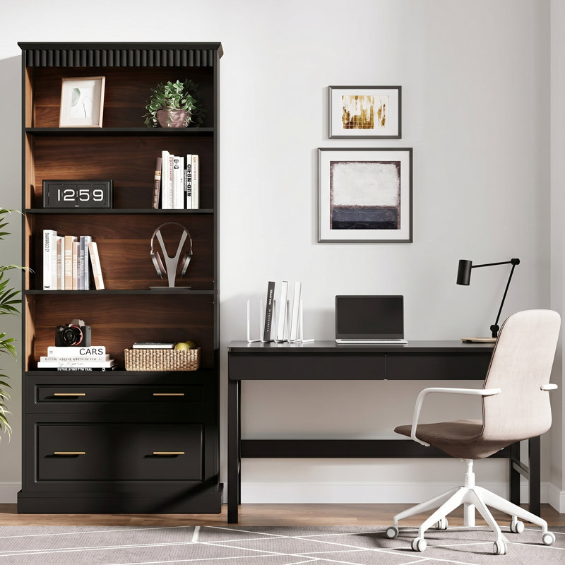 Bookcase With File Cabinet Drawers(Set Of 2)