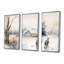 Enfants jouant au hockey en hiver II - ensemble d'art mural moderne sur toile-88085933-88085934