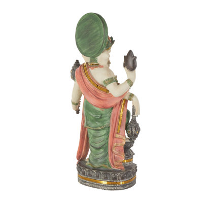 Cole And Grey Resin Ganesh Sculpture With Green, Blue, And Red Accents