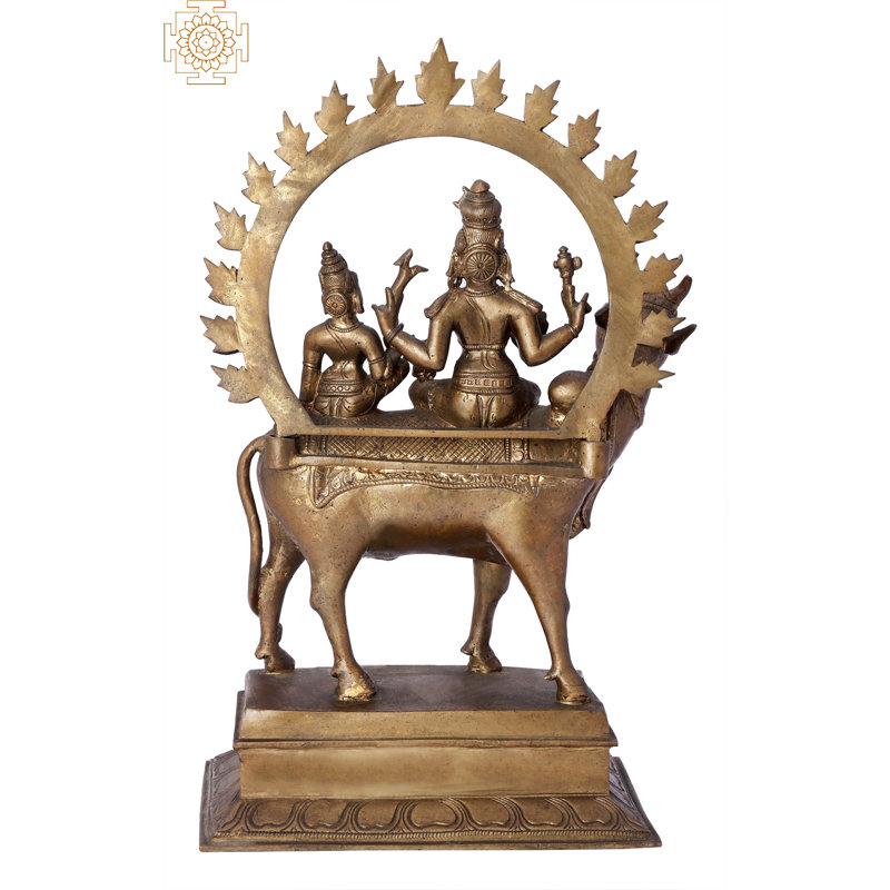 15" Pradosha Moorthy Shiva Parvati Panchaloha Bronze Statue - Handmade Madhuchista Vidhana (Lost Wax) Idol from Swamimalai