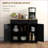 Sideboard, Modern Distressed Black with Solid Rubber Wood Top | 3 Drawers, 2 Doors, Adjustable Shelf | Engineered Wood Frame