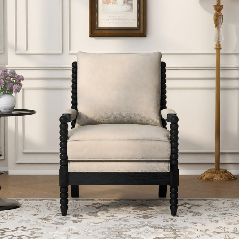 Fauteuil d'appoint en bois d'hévéa, Black/Grey